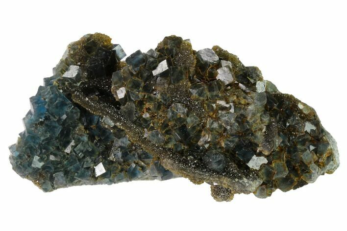 Cubic Green Fluorite Crystals on Druzy Smoky Quartz - China #146643
